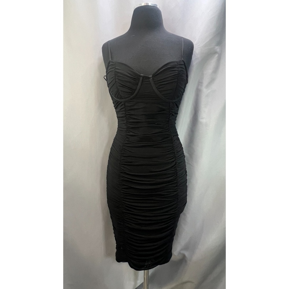 Fashion Nova Jade‎ Bandage Midi Dress Womens Small Black Spaghetti Straps Party